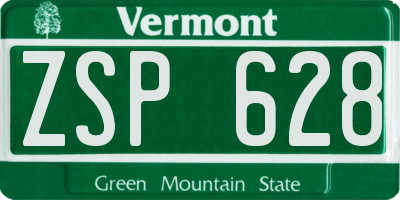 VT license plate ZSP628