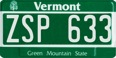 VT license plate ZSP633