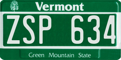 VT license plate ZSP634