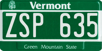 VT license plate ZSP635