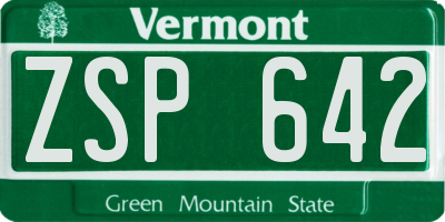 VT license plate ZSP642
