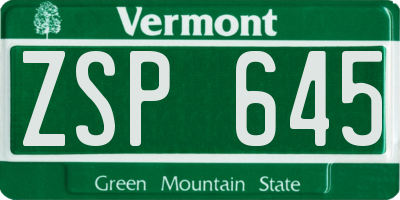 VT license plate ZSP645