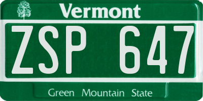 VT license plate ZSP647