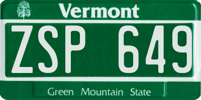 VT license plate ZSP649