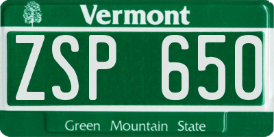 VT license plate ZSP650