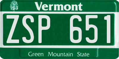 VT license plate ZSP651