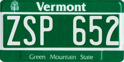 VT license plate ZSP652