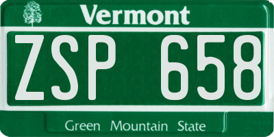 VT license plate ZSP658