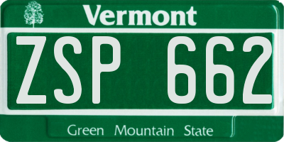 VT license plate ZSP662