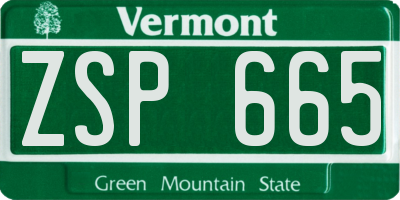 VT license plate ZSP665