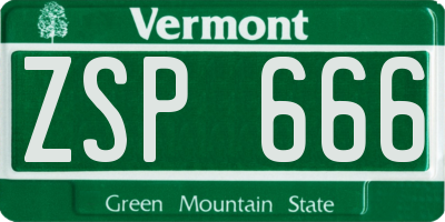 VT license plate ZSP666