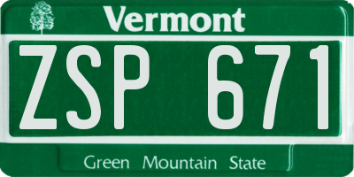 VT license plate ZSP671