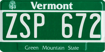 VT license plate ZSP672