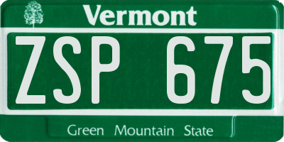 VT license plate ZSP675