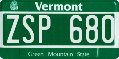 VT license plate ZSP680