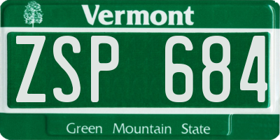 VT license plate ZSP684