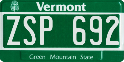 VT license plate ZSP692