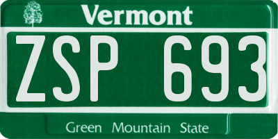 VT license plate ZSP693