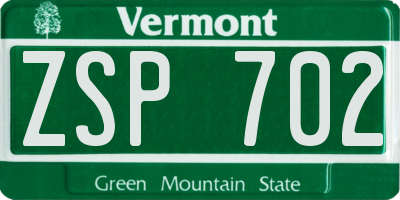VT license plate ZSP702