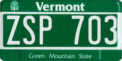 VT license plate ZSP703