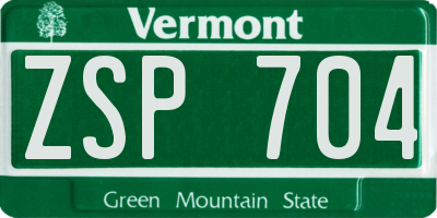 VT license plate ZSP704