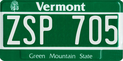 VT license plate ZSP705