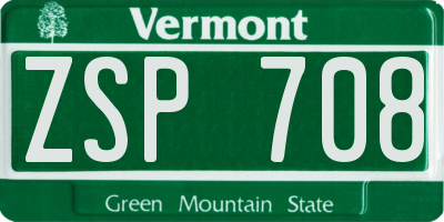 VT license plate ZSP708