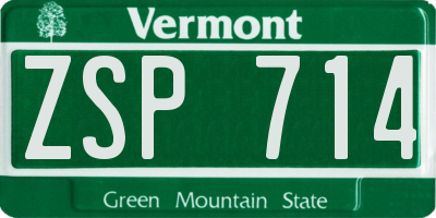 VT license plate ZSP714
