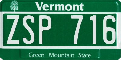 VT license plate ZSP716