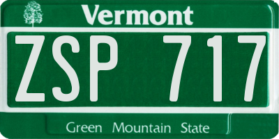 VT license plate ZSP717