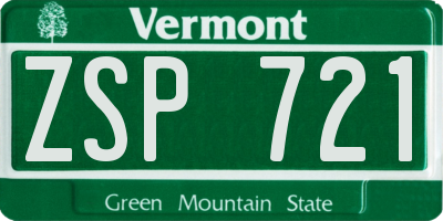 VT license plate ZSP721