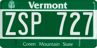 VT license plate ZSP727