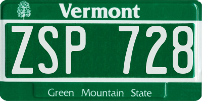VT license plate ZSP728