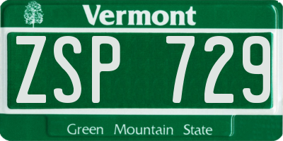 VT license plate ZSP729