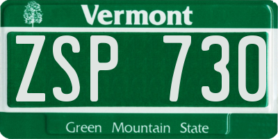 VT license plate ZSP730