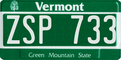 VT license plate ZSP733