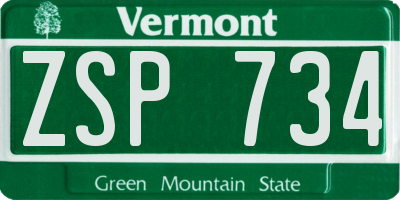 VT license plate ZSP734