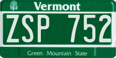 VT license plate ZSP752