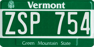 VT license plate ZSP754