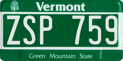 VT license plate ZSP759