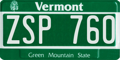 VT license plate ZSP760