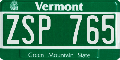 VT license plate ZSP765