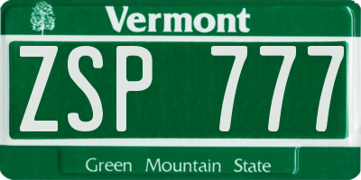 VT license plate ZSP777