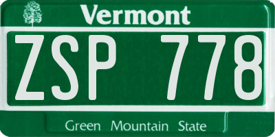 VT license plate ZSP778