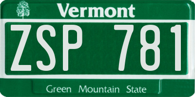 VT license plate ZSP781