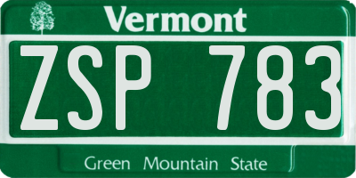 VT license plate ZSP783