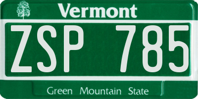 VT license plate ZSP785