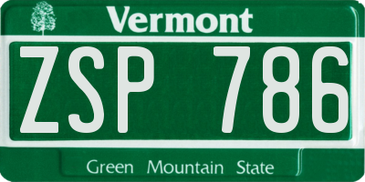 VT license plate ZSP786