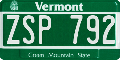 VT license plate ZSP792