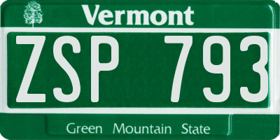 VT license plate ZSP793